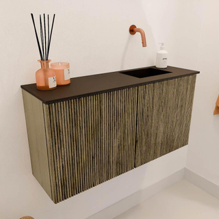 Mondiaz JOYA 80cm toiletmeubel - kleur Dusk - Wastafel FAYE positie Rechts Zonder kraangat kleur Urban.