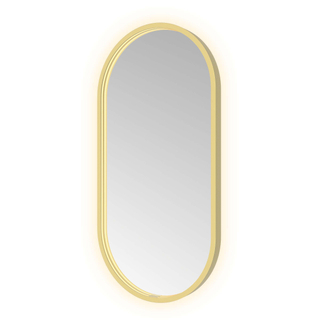 Hotbath &MORE Spiegel Oval direct en indirect LED spiegelverwarming dimbaar met afstandsbediening Geborsteld messing PVD