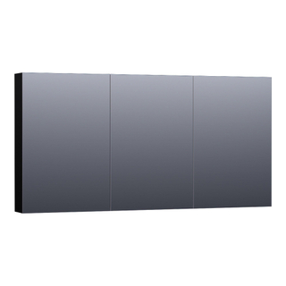 BRAUER Plain Spiegelkast - 140x70x15cm - 3 links- en rechtsdraaiende spiegeldeuren MDF - hoogglans zwart