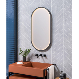 HR Meubles de salle de bain Ghost Oval miroir 40x80cm à intensité variable LED avec chauffage
