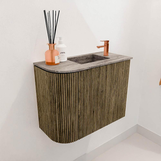 Mondiaz JOYA-DLUX 51.6cm toiletmeubel - ronding links kleur Dusk - Wastafel FAYE positie Rechts 1 kraangat kleur Oza.