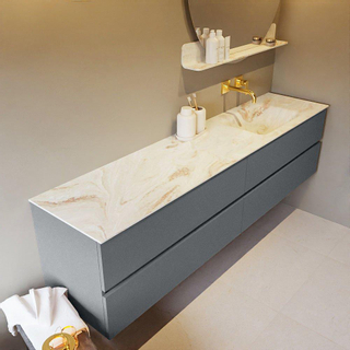 Mondiaz VICA-DLUX ensemble de meuble de salle de bain - 200cm - meuble sous-vasque plata - 4 tiroirs - lavabo encastrée cloud droite - sans trous de robinet - version haute de 60cm - frape