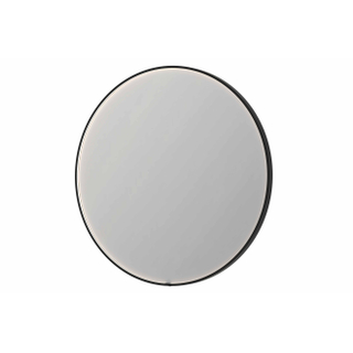 INK SP24 miroir - 120x4x120cm rond dans cadre en acier incl dir LED - chauffage - changement de couleur - dimmable et interrupteur - métal brossé noir