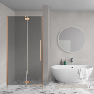 Aqua Vista Oria Linea porte de niche - 140x200cm - incl. kit de montage - verre fumé - cuivre brossé