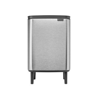 Brabantia Bo Hi Poubelle - 12 litres - seau intérieur en plastique - acier mat anti-traces de doigts