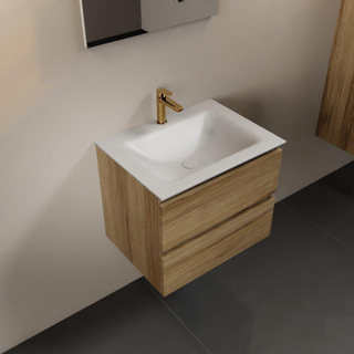Mondiaz AIVY Ensemble de meuble - 60x45x50cm - 1 trou de robinet - 1 vasque Urban Solid surface - Centre - 2 tiroirs - sans miroir - Melamine Chai