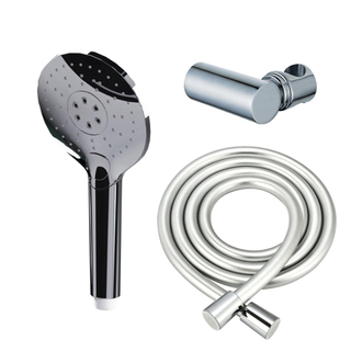 FugaFlow Eccelente Acces Handdoucheset - Ø12 - rond - 3 straalsoorten - met houder - met gladde slang - 150cm - chroom