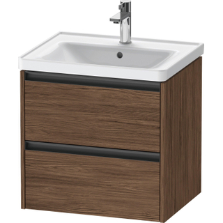 Duravit ketho meuble sous 2 lavabos avec 2 tiroirs 58.4x45.5x54.9cm avec poignées anthracite noyer foncé mate