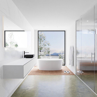 Mondiaz Lagom Meuble salle de bains 190x30.9x45cm Solid Surface Urban 2 tiroirs avec lavabo BINX vasque à poser Droite 1 trou de robinet