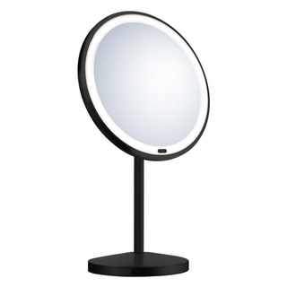 Smedbo Cosmeticaspiegel - sur pied - 20cm - grossissement 7x - éclairage - Laiton - noir mat