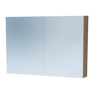 Saniclass Dual Spiegelkast - 100x70x15cm - 2 links- rechtsdraaiende spiegeldeur - MFC - legno viola