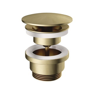 Hotbath Pal always open plug met schroef rond messing geborsteld OUTLETSTORE