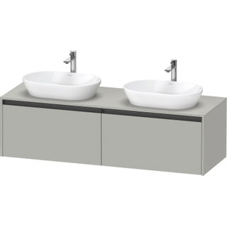 Duravit ketho meuble sous 2 lavabos avec plaque console et 2 tiroirs pour double lavabo 160x55x45.9cm avec poignées anthracite béton gris mat