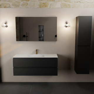 Mondiaz AIVY Ensemble de meuble - 120x45x50cm - 1 trou de robinet - 1 vasque talc Solid surface - Centre - 2 tiroirs - avec miroir - MDF Urban