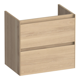 BRAUER Inspire meuble sous lavabo peu profond 60 2 tiroirs softclose - sans poignée - 1 découpe pour le siphon - chêne massif - lamelles chêne naturel
