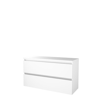 Basic-Line Start 46 ensemble de meubles de salle de bain 120x46cm sans poignée 2 tiroirs plan vasque mdf laqué blanc glacier