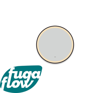 FugaFlow Eccelente Arredo Miroir avec éclairage rond diamètre 120cm avec éclairage LED intégré avec chauffe miroir et interrupteur infrarouge Noir mat