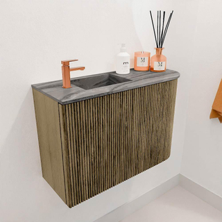 Mondiaz JOYA-DLUX 61.6cm toiletmeubel - ronding rechts kleur Dusk - Wastafel FAYE positie Links 1 kraangat kleur Sombra.