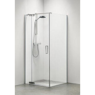 Sealskin Custom Porte de douche battante gauche avec paroi latérale 100x195cm profil argent brillant et verre transparent