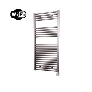 Sanicare HPW Radiateur électrique - 111,8x45cm - 596W - wifi - thermostat - argent - en bas à droite - aspect inox (argent)