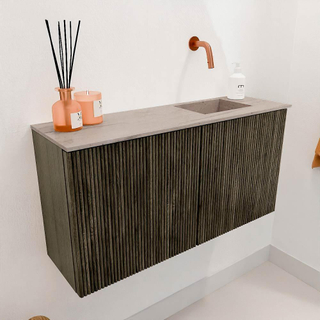 Mondiaz JOYA-DLUX 80cm toiletmeubel - kleur Shadow - Wastafel FAYE positie Rechts Zonder kraangat kleur Saba.