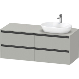 Duravit ketho 2 meuble sous lavabo avec plaque console avec 4 tiroirs pour lavabo à droite 140x55x56.8cm avec poignées anthracite béton gris mat