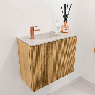 Mondiaz JOYA-DLUX 50cm meuble de toilette - couleur Oak - Vasque FAYE position Gauche 1 trou de robinet couleur Ostra.