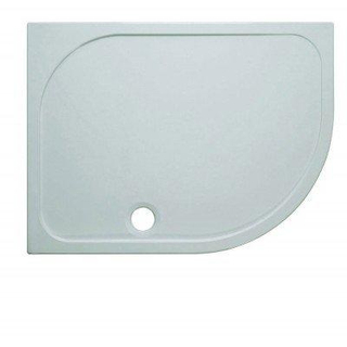 Crosswater Shower Tray douchebak 120x80x4.5cm rechts inclusief 90mm afvoer 55 radius met antikalkbehandeling polybeton wit