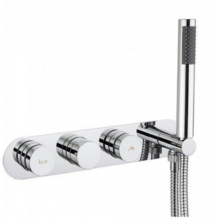 Crosswater Dial Robinet de douche avec 3 boutons et douchette à main horizontal chrome