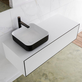 Mondiaz Lagom Meuble salle de bains 110x30.9x45cm Solid Surface Urban 1 tiroir avec lavabo BINX vasque à poser Gauche 1 trou de robinet