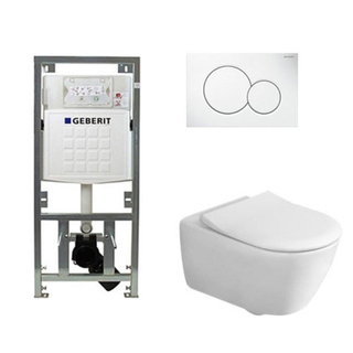 Villeroy & Boch Subway 2.0 Toiletset - Geberit inbouwreservoir - diepspoel - wandcloset - directflush - bedieningsplaat - ronde knoppen - wit