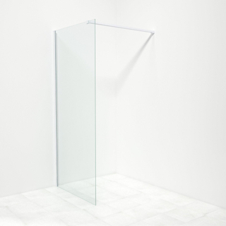 Saniclass Bellini Douche à l'italienne 90x200cm avec barre de renfort, verre clair 8mm et profilé Blanc mat