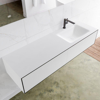 Mondiaz Lagom Meuble avec 2 tiroirs 150x30x45cm vasque Cloud droite 1 trou de robinet Solid Surface Urban