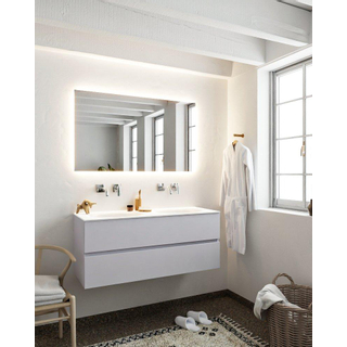 Mondiaz VICA ensemble de meuble de salle de bain - 120cm - meuble sous-vasque cale - 2 tiroirs - lavabo moon double - sans trou de robinet - miroir LED - version XL 60cm haut