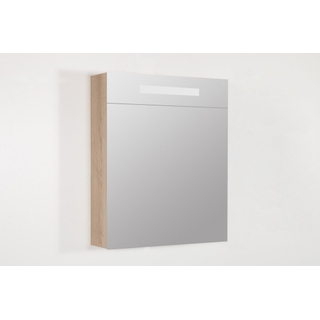 Saniclass Double Face Spiegelkast - 60x70x15cm - verlichting - geintegreerd - 1 linksdraaiende spiegeldeur - MFC - legno calore