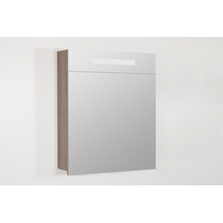 Saniclass 2.0 Spiegelkast - 60x70x15cm - verlichting geintegreerd - 1 rechtsdraaiende spiegeldeur - MFC - legno viola