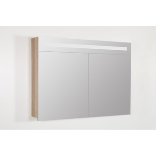 BRAUER 2.0 Spiegelkast - 100x70x15cm - verlichting geintegreerd - 2 links- en rechtsdraaiende spiegeldeuren - MFC - legno calore