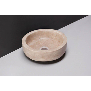Forzalaqua Verona Xs vasque 30x30x10cm Rond Pierre naturelle Travertin adouci