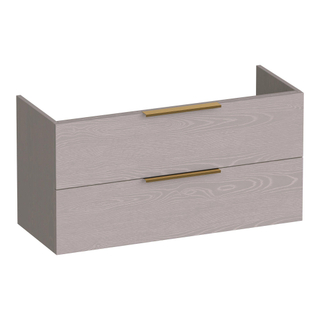 BRAUER Elevate meuble sous lavabo peu profond 100 excl. poignées à poser 2 tiroirs softclose et 1 découpe pour le siphon - Timber Greige