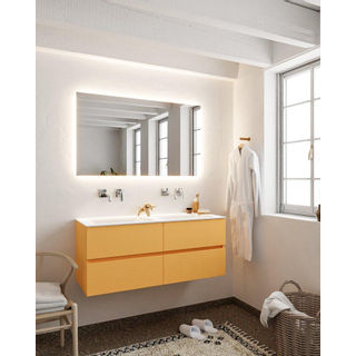 Mondiaz VICA ensemble de meuble de salle de bain - 120cm - meuble sous-vasque ocre 4 tiroirs - lavabo nuage double - sans trou de robinet version XL 60cm de haut