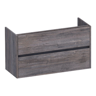 BRAUER Adore meuble sous lavabo peu profond - 100x39x55cm - 2 tiroirs softclose - sans poignée - 1 découpe pour le siphon - Driftwood