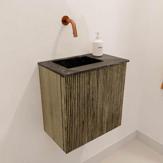 Mondiaz JOYA-DLUX 40cm toiletmeubel - kleur Dusk - Wastafel FAYE positie Links Zonder kraangat kleur Lava.