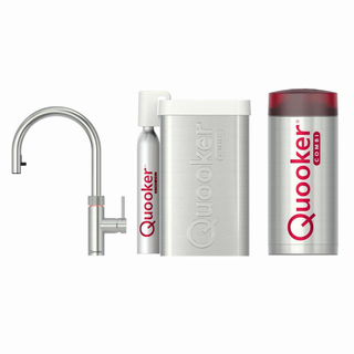 Quooker flex kokendwaterkraan - draaibare & uittrekbare uitloop - Combi incl. Cube reservoir - Warm / kokend / bruisend / gefilterd water - RVS