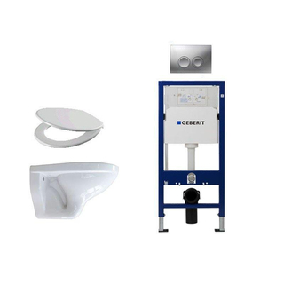 Adema Classico Set de toilette avec cuvette, siège basic, bâti support et Delta 21 plaque de commande chrome
