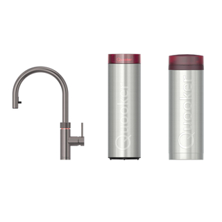 Quooker flex robinet d'eau bouillante - bec pivotant et extractible - PRO3 incl. réservoir Cube - Eau chaude / bouillante / pétillante / filtrée - Gunmetal