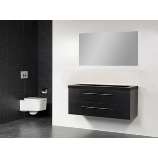 BRAUER Exclusive line Corestone 120 Meuble salle de bains 2 tiroirs et sans trou pour robinetterie avec miroir Black Wood