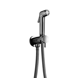 Hotbath Mate KHDS2 Douchette pince avec flexible 150cm - avec support et robinet d'arrêt - Nickel brossé - DESTOCKAGE