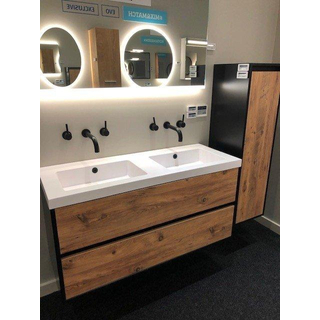 BRAUER Nexxt ensemble de meuble de salle de bain 120x45x55cm 2 tiroirs avec Old Castle façades de tiroirs et lavabo en marbre minéral Mat noir MODÈLE D'EXPOSITION