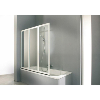 Huppe Combinett Paroi de baignoire en 3 parties 140x140cm profil argenté mat et verre clair