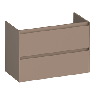 BRAUER Inspire wastafelonderkast ondiep 80 2 softclose lades - greeploos - 1 sifon uitsparing - mat mokka